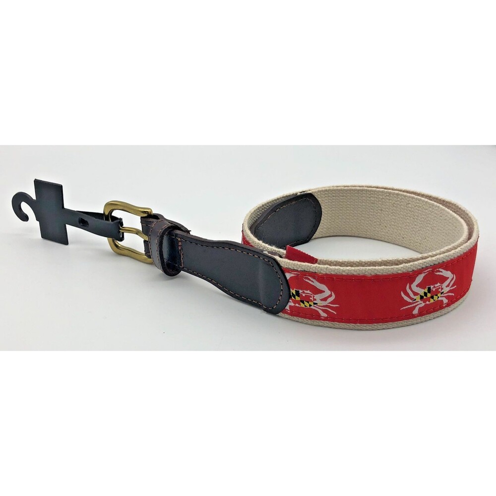 Route One Apparel Maryland Crab Logo Canvas Webbing Golf Belt Mens Size 32 NEW